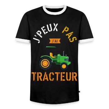 J'Peux Pas J'Ai Tracteur cadeau humour - T-shirt contrasté Homme - noir/blanc - Devant - AI Model Female 172 light (172cm) & AI Model Male 178 light (178cm)
