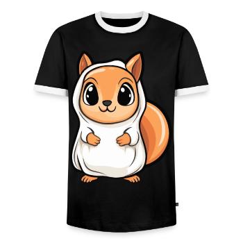 Eichhörnchen Halloween Lustig Geist - Männer Kontrast-T-Shirt - Schwarz/Weiß - Vorne - AI Model Female 172 light (172cm) & AI Model Male 178 light (178cm)