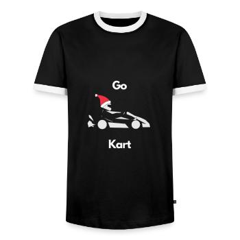 Go Kart Christmas Motorsport - Men's Ringer Shirt - black/white - Front - AI Model Female 172 light (172cm) & AI Model Male 178 light (178cm)