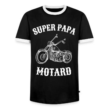 Super Papa Biker-Geschenk Vatertag - Männer Kontrast-T-Shirt - Schwarz/Weiß - Vorne - AI Model Female 172 light (172cm) & AI Model Male 178 light (178cm)