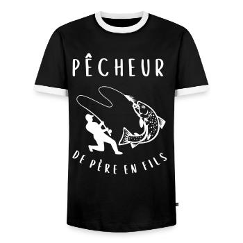 Pêcheur de père en fils cadeau - T-shirt contrasté Homme - noir/blanc - Devant - AI Model Female 172 light (172cm) & AI Model Male 178 light (178cm)