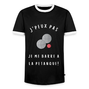 J peux pas je me barre a la pétanque cadeau - T-shirt contrasté Homme - noir/blanc - Devant - AI Model Female 172 light (172cm) & AI Model Male 178 light (178cm)