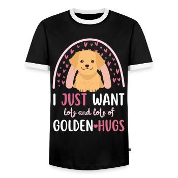 Sweet Golden Retriever Lover Kawaii - Men's Ringer Shirt - black/white - Front - AI Model Female 172 light (172cm) & AI Model Male 178 light (178cm)