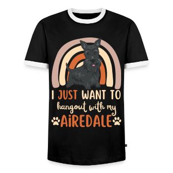 Süßer Airedale Terrier Liebhaber Kawaii - Männer Kontrast-T-Shirt - Schwarz/Weiß - Vorne - AI Model Female 172 light (172cm) & AI Model Male 178 light (178cm)