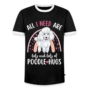 Sweet Poodle Lover Kawaii - Men's Ringer Shirt - black/white - Front - AI Model Female 172 light (172cm) & AI Model Male 178 light (178cm)