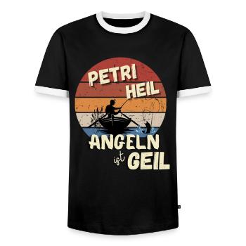 Angeln ist geil Angler Shirt Motiv Geschenk Idee - Männer Kontrast-T-Shirt - Schwarz/Weiß - Vorne - AI Model Female 172 light (172cm) & AI Model Male 178 light (178cm)