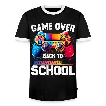 Game Over Back To School Funny First Day Of School - Men's Ringer Shirt - black/white - Front - AI Model Female 172 light (172cm) & AI Model Male 178 light (178cm)