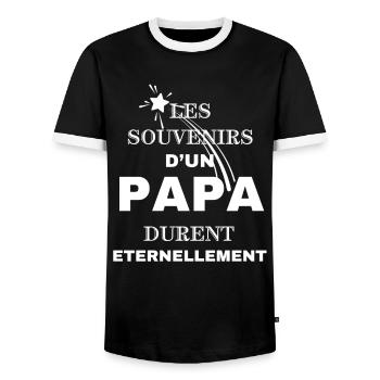Les Souvenirs d'un PAPA - T-shirt contrasté Homme - noir/blanc - Devant - AI Model Female 172 light (172cm) & AI Model Male 178 light (178cm)