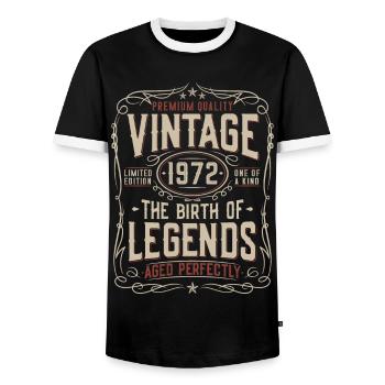 1972 Vintage Born Legends Vintage Birthday - Men's Ringer Shirt - black/white - Front - AI Model Female 172 light (172cm) & AI Model Male 178 light (178cm)