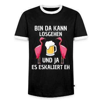 Vogel Lustiges Geschenk Bier Rosa Flamingo - Männer Kontrast-T-Shirt - Schwarz/Weiß - Vorne - AI Model Female 172 light (172cm) & AI Model Male 178 light (178cm)
