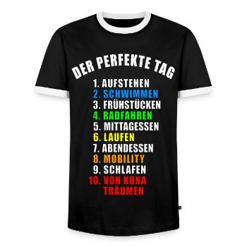 DER PERFEKTE TAG GESCHENK TRIATHLON TRIATHLET TRI - Männer Kontrast-T-Shirt - Schwarz/Weiß - Vorne - AI Model Female 172 light (172cm) & AI Model Male 178 light (178cm)