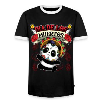 Dia De Los Muertos Animals Panda - Männer Kontrast-T-Shirt - Schwarz/Weiß - Vorne - AI Model Female 172 light (172cm) & AI Model Male 178 light (178cm)
