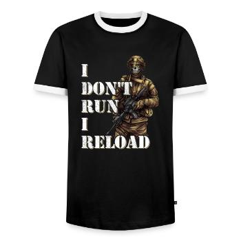 Je ne cours pas Je recharge les forces spéciales des soldats de l’armée - T-shirt contrasté Homme - noir/blanc - Devant - AI Model Female 172 light (172cm) & AI Model Male 178 light (178cm)