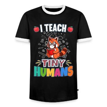 I Teach Tiny Humans Elementary School Teacher - Männer Kontrast-T-Shirt - Schwarz/Weiß - Vorne - AI Model Female 172 light (172cm) & AI Model Male 178 light (178cm)