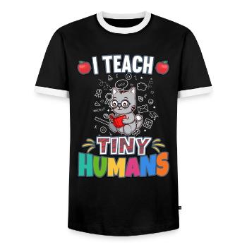 I Teach Tiny Humans Elementary School Teacher - Männer Kontrast-T-Shirt - Schwarz/Weiß - Vorne - AI Model Female 172 light (172cm) & AI Model Male 178 light (178cm)