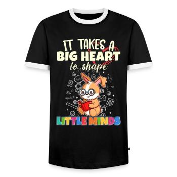 It Takes A Big Heart To Shape Little Minds Teacher - Men's Ringer Shirt - black/white - Front - AI Model Female 172 light (172cm) & AI Model Male 178 light (178cm)