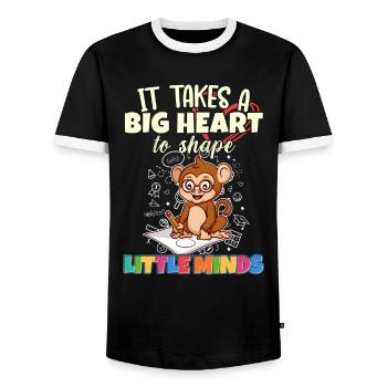 It Takes A Big Heart To Shape Little Minds Teacher - Men's Ringer Shirt - black/white - Front - AI Model Female 172 light (172cm) & AI Model Male 178 light (178cm)