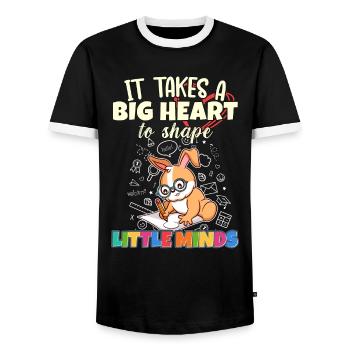 It Takes A Big Heart To Shape Little Minds Teacher - Men's Ringer Shirt - black/white - Front - AI Model Female 172 light (172cm) & AI Model Male 178 light (178cm)