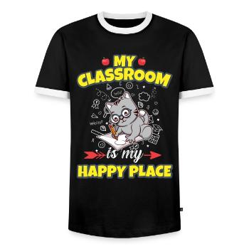 My Classroom Is My Happy Place Elementary Teacher - Männer Kontrast-T-Shirt - Schwarz/Weiß - Vorne - AI Model Female 172 light (172cm) & AI Model Male 178 light (178cm)