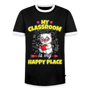 My Classroom Is My Happy Place Elementary Teacher - Männer Kontrast-T-Shirt - Schwarz/Weiß - Vorne - AI Model Female 172 light (172cm) & AI Model Male 178 light (178cm)
