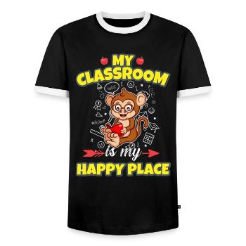 My Classroom Is My Happy Place Elementary Teacher - Männer Kontrast-T-Shirt - Schwarz/Weiß - Vorne - AI Model Female 172 light (172cm) & AI Model Male 178 light (178cm)