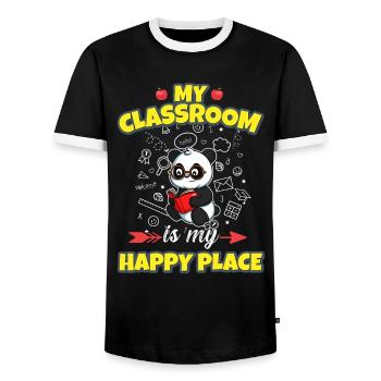 My Classroom Is My Happy Place Elementary Teacher - Männer Kontrast-T-Shirt - Schwarz/Weiß - Vorne - AI Model Female 172 light (172cm) & AI Model Male 178 light (178cm)