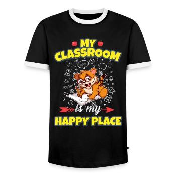 My Classroom Is My Happy Place Elementary Teacher - Männer Kontrast-T-Shirt - Schwarz/Weiß - Vorne - AI Model Female 172 light (172cm) & AI Model Male 178 light (178cm)