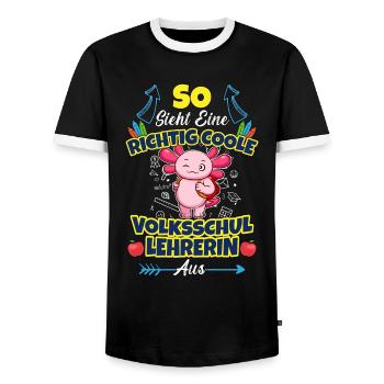 Volksschullehrerin Volksschule Lehrkraft Lehrerin - Männer Kontrast-T-Shirt - Schwarz/Weiß - Vorne - AI Model Female 172 light (172cm) & AI Model Male 178 light (178cm)