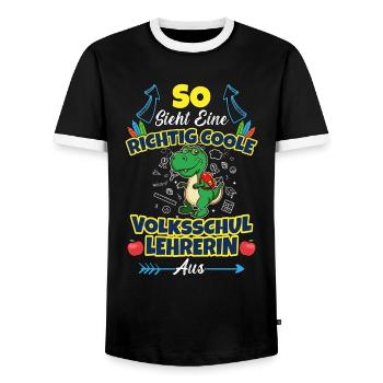 Volksschullehrerin Volksschule Lehrkraft Lehrerin - Männer Kontrast-T-Shirt - Schwarz/Weiß - Vorne - AI Model Female 172 light (172cm) & AI Model Male 178 light (178cm)