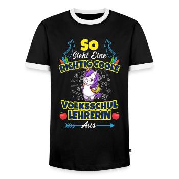 Volksschullehrerin Volksschule Lehrkraft Lehrerin - Männer Kontrast-T-Shirt - Schwarz/Weiß - Vorne - AI Model Female 172 light (172cm) & AI Model Male 178 light (178cm)