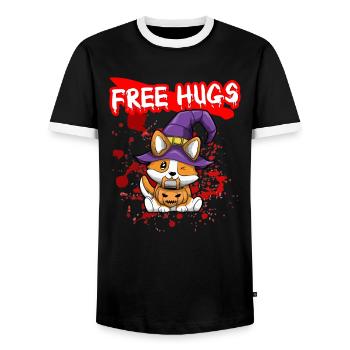 Free Hugs Halloween Sarcasm Scary Creepy Costume - Männer Kontrast-T-Shirt - Schwarz/Weiß - Vorne - AI Model Female 172 light (172cm) & AI Model Male 178 light (178cm)