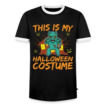 Scary Creepy Animal This Is My Halloween Costume - Men's Ringer Shirt - black/white - Front - AI Model Female 172 light (172cm) & AI Model Male 178 light (178cm)