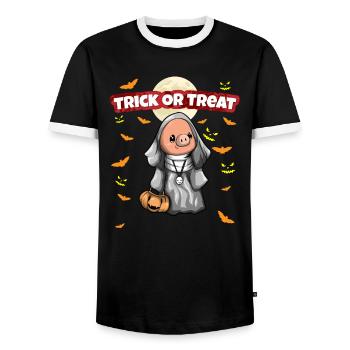 Trick Or Treat Scary Creepy Halloween Monster - Männer Kontrast-T-Shirt - Schwarz/Weiß - Vorne - AI Model Female 172 light (172cm) & AI Model Male 178 light (178cm)
