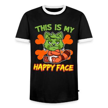 C’est mon visage heureux drôle de monstre d’Halloween - T-shirt contrasté Homme - noir/blanc - Devant - AI Model Female 172 light (172cm) & AI Model Male 178 light (178cm)