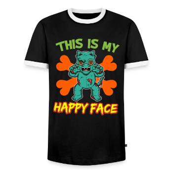 C’est mon visage heureux drôle de monstre d’Halloween - T-shirt contrasté Homme - noir/blanc - Devant - AI Model Female 172 light (172cm) & AI Model Male 178 light (178cm)