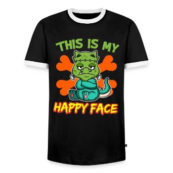 C’est mon visage heureux drôle de monstre d’Halloween - T-shirt contrasté Homme - noir/blanc - Devant - AI Model Female 172 light (172cm) & AI Model Male 178 light (178cm)