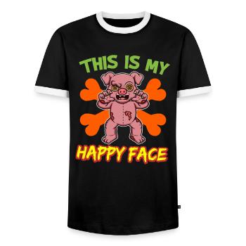 C’est mon visage heureux drôle de monstre d’Halloween - T-shirt contrasté Homme - noir/blanc - Devant - AI Model Female 172 light (172cm) & AI Model Male 178 light (178cm)