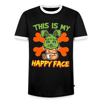 C’est mon visage heureux drôle de monstre d’Halloween - T-shirt contrasté Homme - noir/blanc - Devant - AI Model Female 172 light (172cm) & AI Model Male 178 light (178cm)