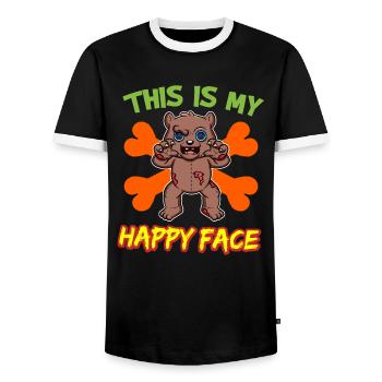 C’est mon visage heureux drôle de monstre d’Halloween - T-shirt contrasté Homme - noir/blanc - Devant - AI Model Female 172 light (172cm) & AI Model Male 178 light (178cm)