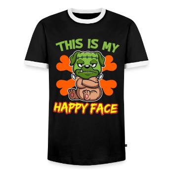 C’est mon visage heureux drôle de monstre d’Halloween - T-shirt contrasté Homme - noir/blanc - Devant - AI Model Female 172 light (172cm) & AI Model Male 178 light (178cm)