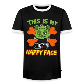 C’est mon visage heureux drôle de monstre d’Halloween - T-shirt contrasté Homme - noir/blanc - Devant - AI Model Female 172 light (172cm) & AI Model Male 178 light (178cm)