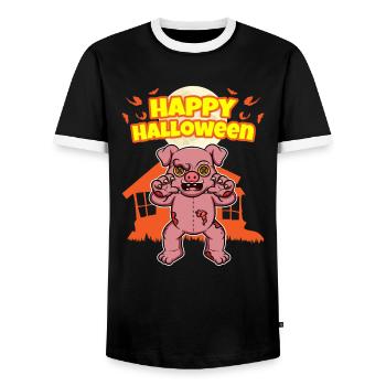 Happy Halloween Scary Funny Hallow's Eve Costume - Men's Ringer Shirt - black/white - Front - AI Model Female 172 light (172cm) & AI Model Male 178 light (178cm)