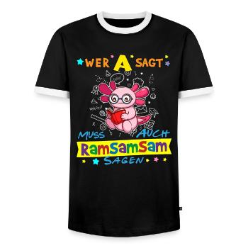 Wer A Sagt Muss Auch Ramsamsam Sagen Kita Erzieher - Männer Kontrast-T-Shirt - Schwarz/Weiß - Vorne - AI Model Female 172 light (172cm) & AI Model Male 178 light (178cm)