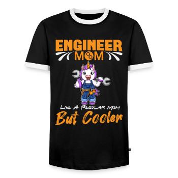 Engineer Mom Like A Regualr Mom But Cooler - Men's Ringer Shirt - black/white - Front - AI Model Female 172 light (172cm) & AI Model Male 178 light (178cm)
