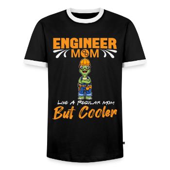 Engineer Mom Like A Regualr Mom But Cooler - Men's Ringer Shirt - black/white - Front - AI Model Female 172 light (172cm) & AI Model Male 178 light (178cm)