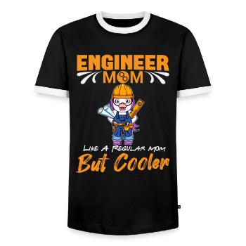 Engineer Mom Like A Regualr Mom But Cooler - Men's Ringer Shirt - black/white - Front - AI Model Female 172 light (172cm) & AI Model Male 178 light (178cm)