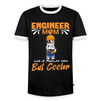 Engineer Mom Like A Regualr Mom But Cooler - Men's Ringer Shirt - black/white - Front - AI Model Female 172 light (172cm) & AI Model Male 178 light (178cm)