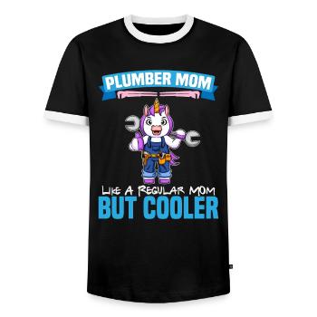 Maman plombière comme une maman régulière mais plus cool - T-shirt contrasté Homme - noir/blanc - Devant - AI Model Female 172 light (172cm) & AI Model Male 178 light (178cm)