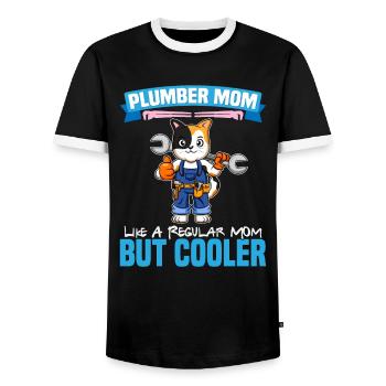 Maman plombière comme une maman régulière mais plus cool - T-shirt contrasté Homme - noir/blanc - Devant - AI Model Female 172 light (172cm) & AI Model Male 178 light (178cm)
