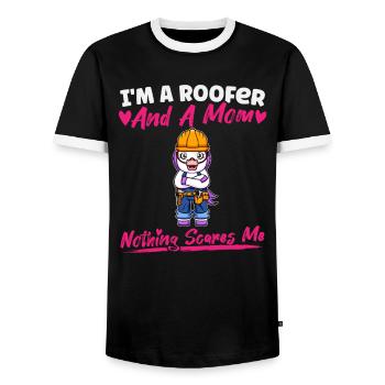 Je suis couvreur et maman rien ne me fait peur - T-shirt contrasté Homme - noir/blanc - Devant - AI Model Female 172 light (172cm) & AI Model Male 178 light (178cm)